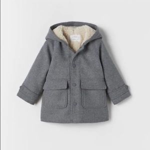 ZARA Fleece Lined Cloth Coat Grey
